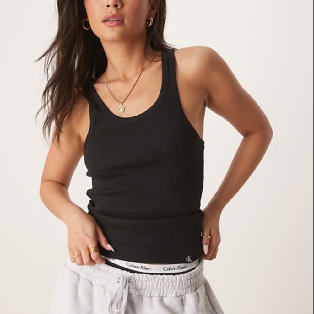 Calvin Klein Black Ribbed Tank Top - Women's